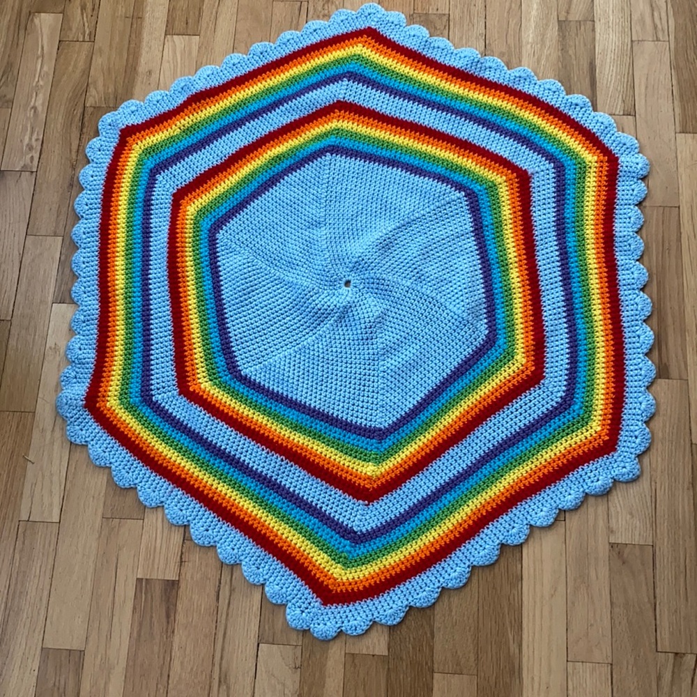 Rainbow Crocheted Hexagon Baby Blanket 🌈 - Picture 1 of 7